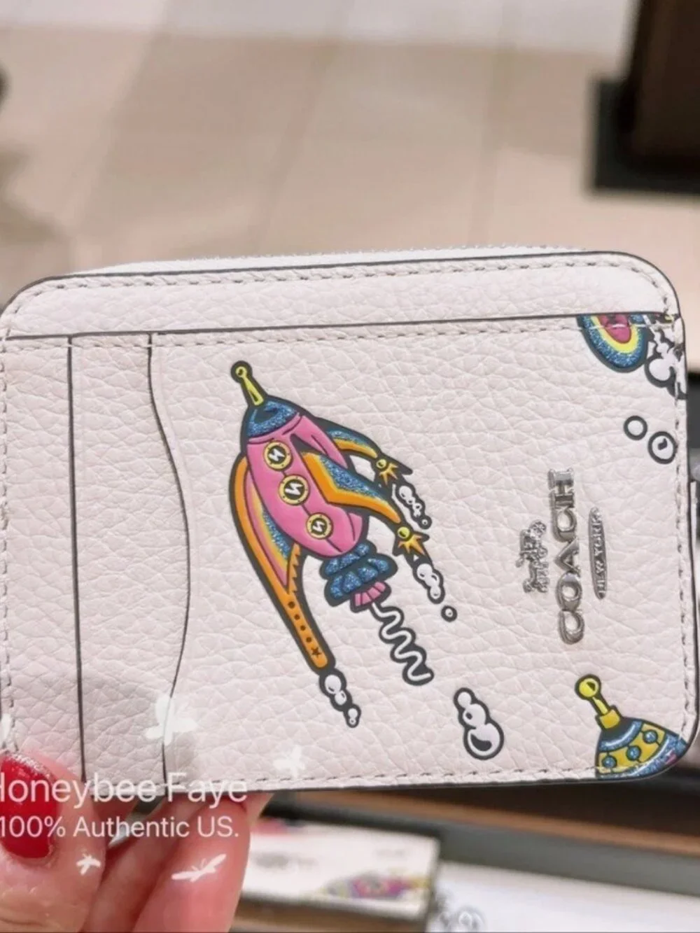 Cosmic Coach Zip Card Case With Rocket Print CW889
